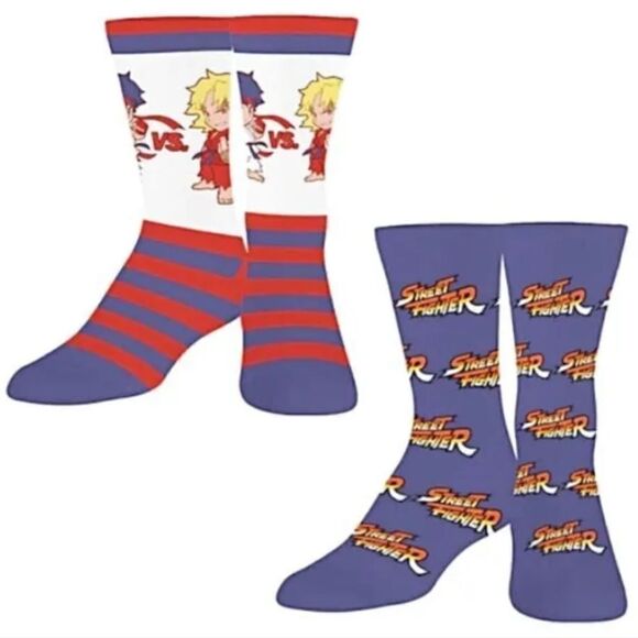 Street Fighter Ryu vs Ken Crew Socks - Picture 1 of 4
